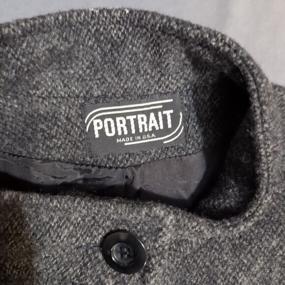 Vintage Portrait Wool Long Duster Coat Women's Size XL Black Button Front EUC - Picture 5 of 11